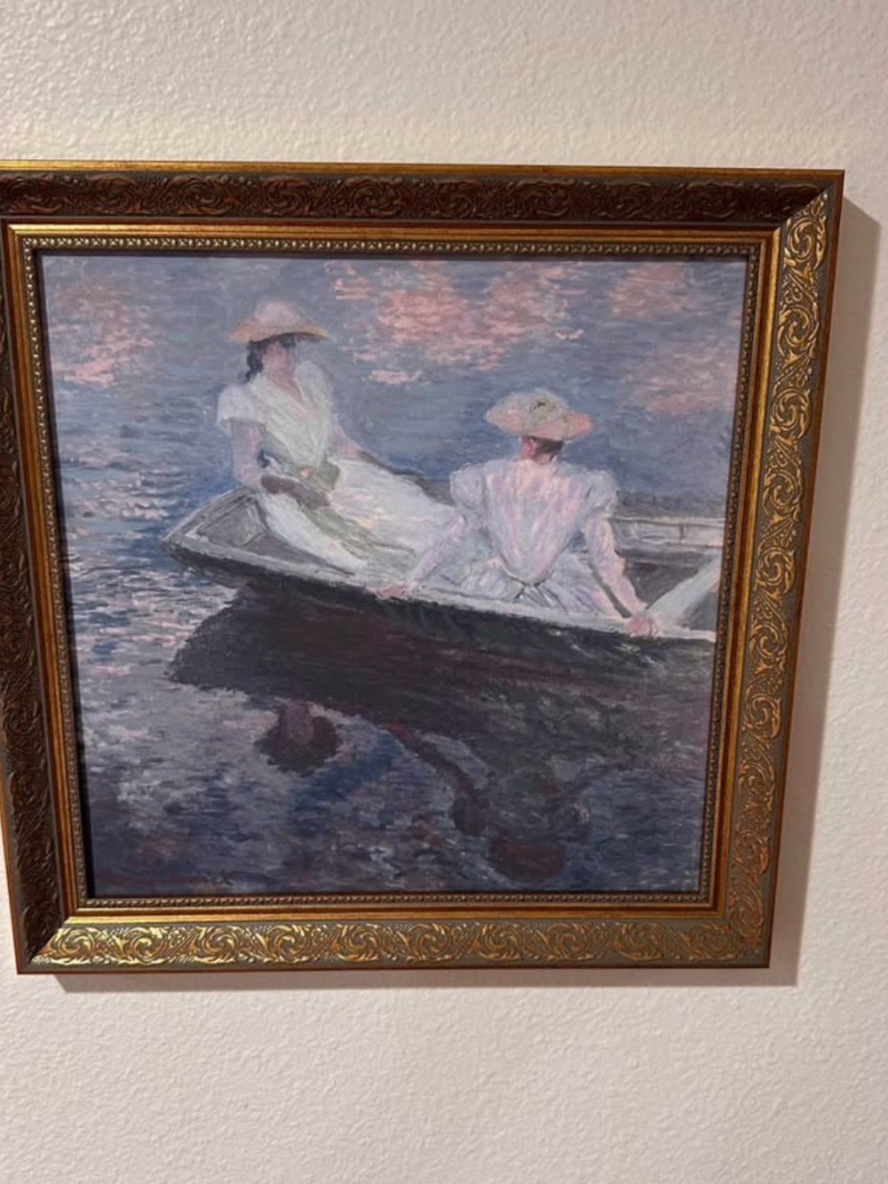 Claude Monet Impressionist masterpiece “ Young girls on a row boat” 15x15” - Picture 5 of 10